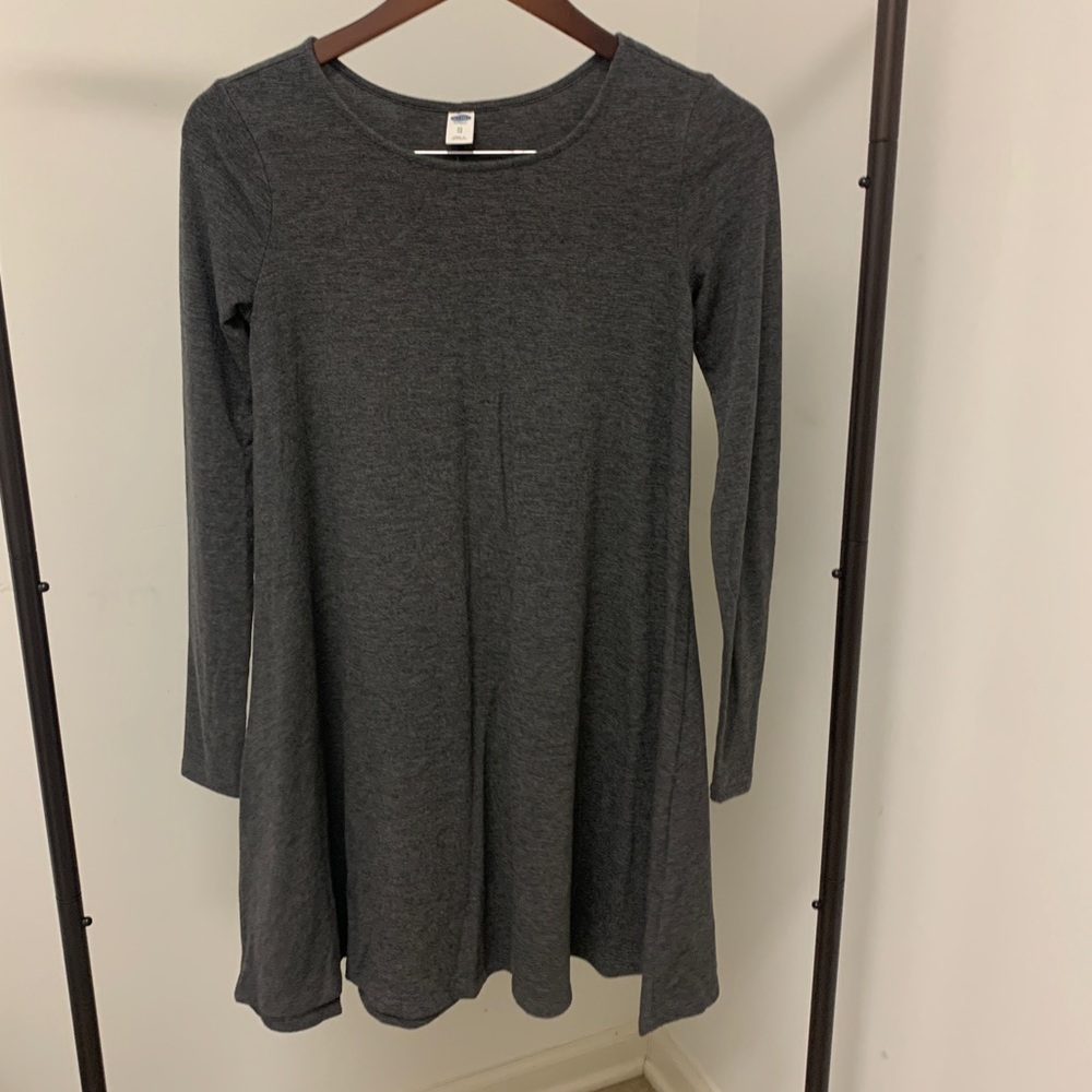 Grey A Line Long Sleeve Cotton Dress Old Navy XS